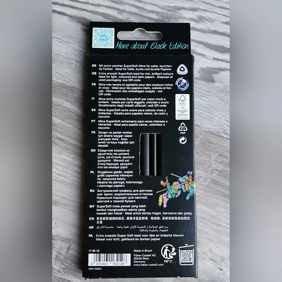 Faber-Castell Colored Pencil Set 12 Skin Tone + 12 Black Edition Artist Supplies - Picture 3 of 5